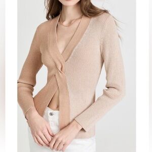 Naadam Twist Front Two Tone Ribbed Sweater